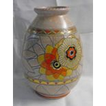 CROWN DUCAL CHARLOTTE RHEAD FLORAL DECORATED VASE,