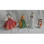 4 ROYAL DOULTON FIGURES: HERE WE COME A-CAROLLING,