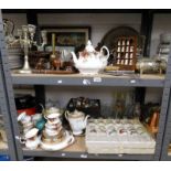 CUCKOO CLOCK, BRASS TRAY, GOOD SELECTION PORCELAIN & GLASSWARE OLD COUNTRY ROSES, TEASET,