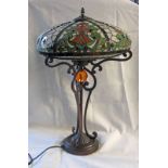 TIFFANY STYLE TABLE LAMP WITH COLOURED PANELLED SHADE - 67 CM TALL Condition Report: