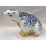 ROYAL CROWN DERBY AURORA POLAR BEAR PAPERWEIGHT SIGNATURE EDITION FOR CONNAUGHT HOUSE WITH GOLD