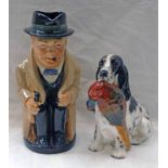 ROYAL DOULTON COCKER SPANIEL WITH PHEASANT HN 1137 & ROYAL DOULTON WINSTON CHURCHILL TOBY JUG