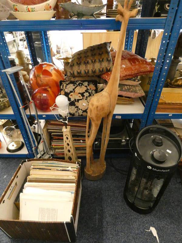 LOT WITHDRAWN BLUMFELDT HEATER, VARIOUS CUSHIONS, LINN SONDEK RECORD PLAYER,