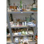 VARIOUS PORCELAIN GLASSWARE, ETC INCLUDING DINNERWARE, 19TH CENTURY TEASET, DECANTERS,