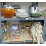 VARIOUS KILNER JARS, PHILIPS ICE CREAM MAKER, ART POTTERY PLATES, ETC,