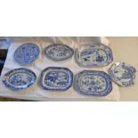 PAIR 19TH CENTURY CHINESE OVAL BLUE & WHITE DISHES,