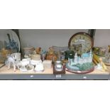 VARIOUS PORCELAIN INCLUDING AYNSLEY WARE, GLASS BOWL, ROYAL COPENHAGEN MERMAID,