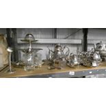 LARGE SELECTION SILVER PLATED WARE OVER ONE SHELF