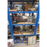 SELECTION OF COPPER & BRASSWARE, POTTERY, CASED FLATWARE ETC INCLUDING TRIVET,