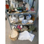 LARGE SELECTION OF VARIOUS PORCELAIN, GLASSWARE, ETC INCLUDING VASES, TUREENS, DISHES,