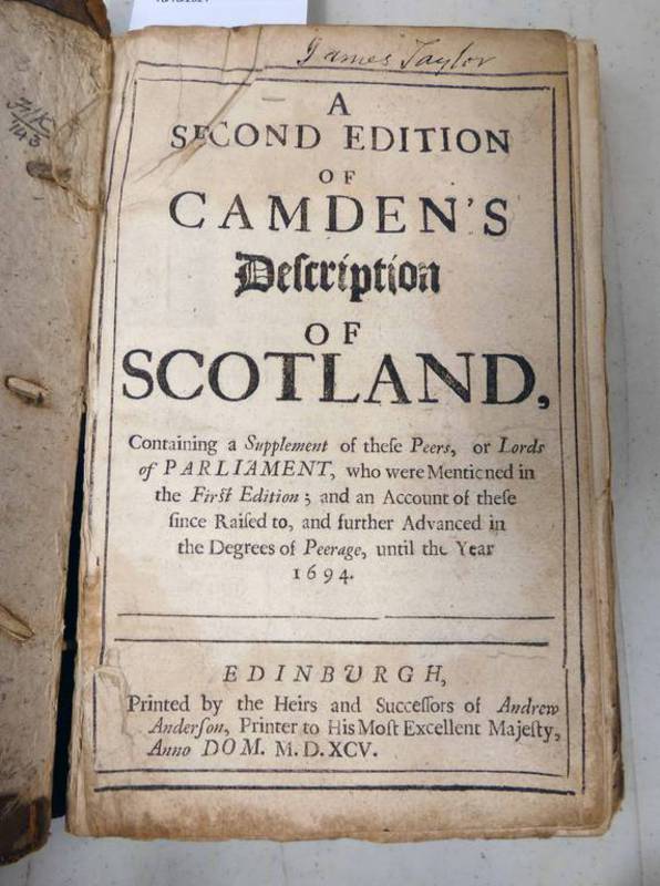 A SECOND EDITION OF CAMDEN'S DESCRIPTION OF SCOTLAND, CONTAINING A SUPPLEMENT OF THESE PEERS,