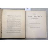 LIST OF TRAVELS AND TOURS IN SCOTLAND 1296 TO 1900 BY SIR ARTHUR MITCHELL, HALF LEATHER BOUND,