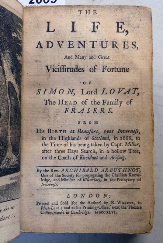 THE LIFE, ADVENTURES AND MANY AND GREAT VICISSITUDES OF FORTUNE OF SIMON, LORD LOVAT,