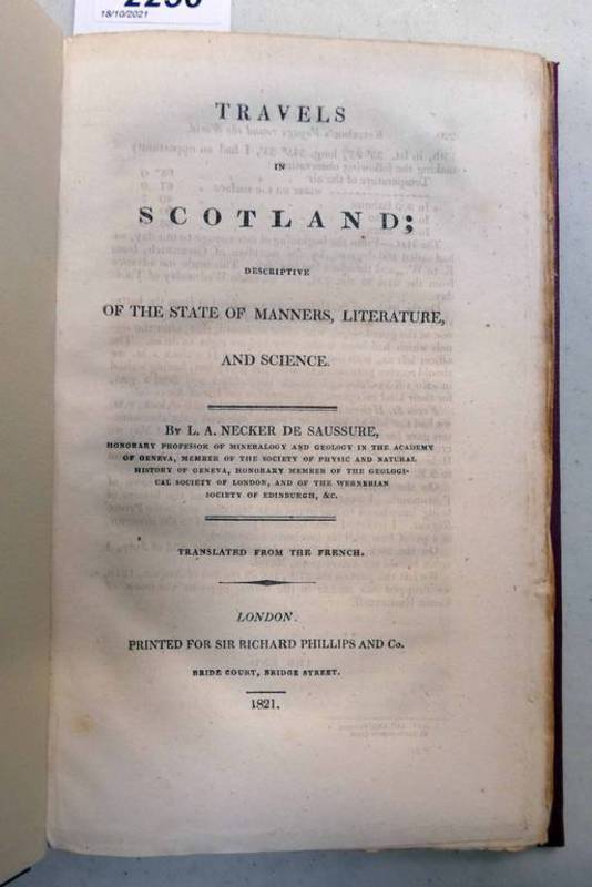 TRAVELS IN SCOTLAND; DESCRIPTIVE OF THE STATE OF MANNERS, LITERATURE, AND SCIENCE BY L. A.