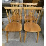 SET OF 4 KITCHEN CHAIRS ON TURNED SUPPORTS