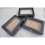 SET OF 3 PEN COLLECTION DISPLAY BOXES WITH LIFT OUT TRAYS