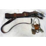 BROWN LEATHER SAM BROWNE BELT AND A PAIR OF HARRODS SPURS -2-