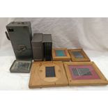 R & J BECK LTD, 6810 BOX CAMERA WITH A SELECTION OF GLASS NEGATIVES OF VICTORIAN FAMILY SCENES,