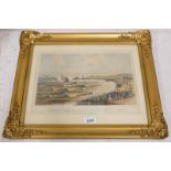 GILT FRAMED COLOURED PRINT OF THE LOSS OF THE ABERDEEN STEAM NAVIGATION COMPANY'S STEAM SHIP DUKE