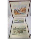 FRAMED JK MAXTON WATERCOLOUR VIEW OF GLEN ALPINE, FRAMED PERSPECTIVE VIEW OF NEW ABERDEEN,