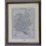 FRAMED MAP - 'RUSSIE D'EUROPE' O'SHEA GALLERY LABEL TO REAR, 40.5 X 30.