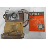 CONTAX CAMERA WITH CARL ZEISS JENA SONNAR 1:2 F=5CM LENS IN A ZEISS IKON LEATHER CASE