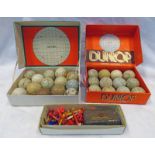 VINTAGE GOLF BALLS IN A SAXON BOX AND A DUNLOP BOX, BALLS INCLUDE UNIROYAL, COBLIN P.G.