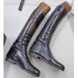 PAIR OF LEATHER RIDING BOOTS WITH WOODEN STRETCHERS BY JACKSON, 4 AVERY ROW, GROSVENOR ST.