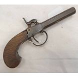 19TH CENTURY CONTINENTAL PERCUSSION POCKET PISTOL WITH 8CM LONG OCTAGONAL STEEL BARREL,