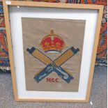 WW1 ERA EMBROIDERED PANEL MGC MACHINE GUN CORPS, 39.5CM X 29.