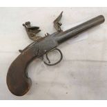 LATE 18TH CENTURY FLINTLOCK POCKET PISTOL BY WILLIAMS, LONDON WITH 7CM STEEL TURN-OFF BARREL,