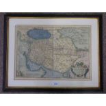 FRAMED MAP - PERSICI SIVE SOPHO RVM REGNI TYPVS, THE O'SHEA GALLERY LABEL TO REAR,