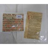 TWO 16TH OR 17TH CENTURY VELLUM PARCHMENT SECTIONS