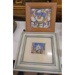 2 FRAMED WATERCOLOURS OF SEAMEN & A RUSSIAN CHURCH,