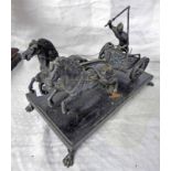 BRONZE FIGURE OF A ROMAN STYLE CHARIOT - 23CM LONG Condition Report: Rust in areas.