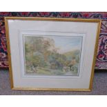 E VALE COOK, COUNTRYSIDE SCENE, SIGNED, GILT FRAMED WATERCOLOUR,