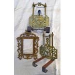 2 BRASS & METAL TRIVETS & A GILT METAL PICTURE FRAME -3-