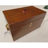 19TH CENTURY MAHOGANY TEA CADDY WITH GILT METAL HANDLES,