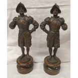 PAIR SPELTER METAL FIGURES OF SOLDIER 37 CM TALL