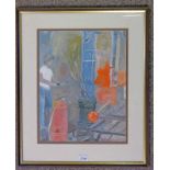 G SMITH, THE GLASS BLOWER, SIGNED & DATED 71 FRAMED GOUACHE,