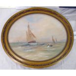 19TH CENTURY BRITISH SCHOOL, MARINE SCENE OF LOWESTOFT FISHING BOATS, UNSIGNED,