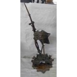 JAPANESE BRONZE FIGURE OF A CRANE 40CM TALL