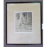 RICHARD TOOVEY, THE SUNLIT DOORWAY, SIGNED, FRAMED ETCHING, 19.