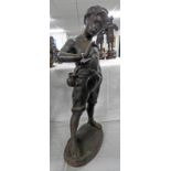 BRONZE FIGURE OF PETER PAN AFTER AUGUSTE MOREALI - 66 CM TALL