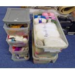 2 PLASTIC STORAGE BOXES CONTAINING VARIOUS WOOL,