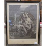 FRAMED 19TH CENTURY ENGRAVING THE ESCAPE OF ALASTER MACDONALD WITH HIS WIFE AND CHILD 50 CM X 40 CM