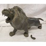 BRONZE FIGURE OF A LION 24CM TALL