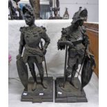 PAIR OF 19TH CENTURY BRONZE FIGURES OF KING ARTHUR OF ENGLAND & KING THEODOR THE GREAT AFTER PETER