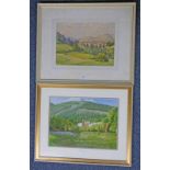 FRAMED WATERCOLOUR THE TAY DUNKELD SIGNED C LITTLEWORTH - 28 X 39 CM & FRAMED WATERCOLOUR BRIDGE