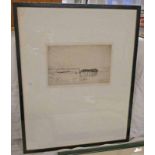 JACKSON SIMPSON, WET SAND, SIGNED IN PENCIL, FRAMED ETCHING, 15.5 X 23.